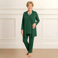 Mia | Lagenlook Cardigan Zweiteiliges Set in Grün