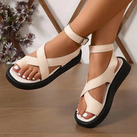 Sabrina | Verstellbar Plateau Sandalen in Beige