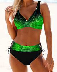 Eva - farbenfrohes, verspieltes Bikini in Dunkelgrün