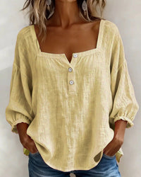 Zoe | Elegante Bluse Damen Eckiger Stil in Gelb