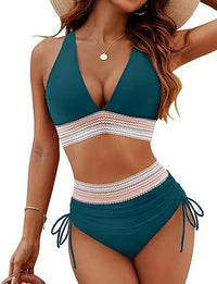 Robyn – Hochgeschnittene Bikinis mit Trendigem Design in Pfauenblau