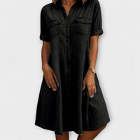 Danna™ - A-Linien-Kleid mit V-Ausschnitt in Schwarz