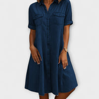 Danna™ - A-Linien-Kleid mit V-Ausschnitt in Dunkelblau