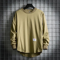 Leon | Herren Oversized Longsleeve Rundhals Langarm Basic in Khaki