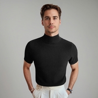 Edward | Rundhals Taillierter Schnitt T-Shirt in Schwarz
