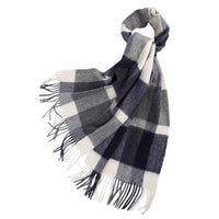 Luxus-Wollschal | warmer langer Schal in Blau grau