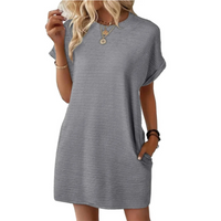Ivay™ – Minimalistisches Sommerkleid mit Rundhalsausschnitt in Grau
