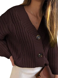 THELMA – DER GROBE STRICKCARDIGAN MIT ZOPFMUSTER & CHARAKTER in Braun