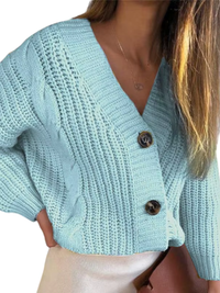 THELMA – DER GROBE STRICKCARDIGAN MIT ZOPFMUSTER & CHARAKTER in Blau