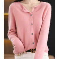 Miriam | Damen Bequem Woll Strickjacke in Hellrosa