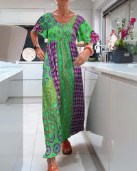 Ash™ - Buntes Bohemian-Kleid in Hellgrün