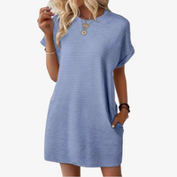 Ivay™ – Minimalistisches Sommerkleid mit Rundhalsausschnitt in Hellblau