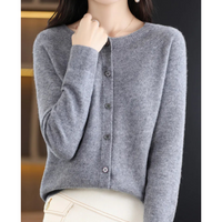 Miriam | Damen Bequem Woll Strickjacke in Grau