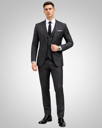 Simon | Herren Slim Fit Dreiteiliger Hochzeitsanzug in Grau