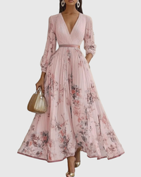 Leona | Stilvolles Maxikleid mit edlen Falten in Rosa