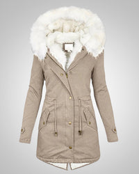 Nele | Damen Gefütterte Winter Parka Jacke in Khaki