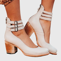 Nina - Damen Elegante Pumps mit Blockabsatz und Komfortpolsterung in Weiß