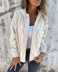 Yori™ - Cord-Kapuzenjacke mit Reißverschluss in Weiß