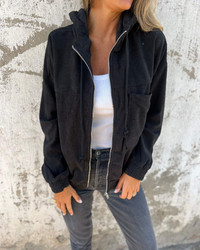 Yori™ - Cord-Kapuzenjacke mit Reißverschluss in Schwarz