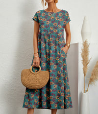 Demi | Blumenmuster Taschen Kleid in Grün