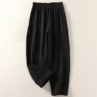 Elena | Leichte Hose aus Baumwolle Leinenmix in Schwarz