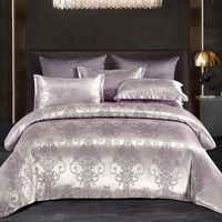 Bettwäsche Satin Luxus Blumenmuster Set in Royal Style – Purpurgold