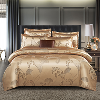 Bettwäsche Satin Luxus Blumenmuster Set in Genieße das Leben – Goldene Orchidee