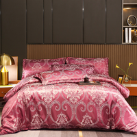Bettwäsche Satin Luxus Blumenmuster Set in Loloco – Goldrot
