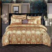Bettwäsche Satin Luxus Blumenmuster Set in Mousse Love – Goldener Kaffee