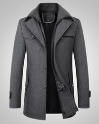 Michael | Herren Klassischer Winter Reißverschluss Mantel in Grau