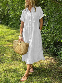 Helga | Komfortables Maxi-Hemdkleid mit weichem Griff in Weiß