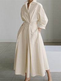 Henley | Drapiert Maxikleid in Beige