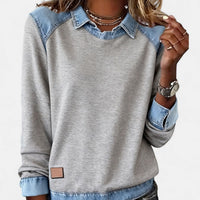 Lina | Modisches Damen Langarmshirt modern & chic in Grau