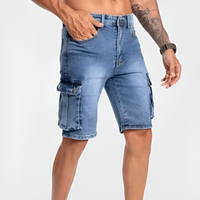 Herren Shorts aus Denim mit Cargo-Muster in Denim-Blau