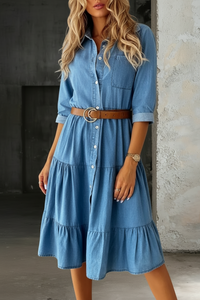Barbara | Lässiges elegantes Denim-Kleid in Hellblau