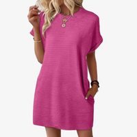 Ivay™ – Minimalistisches Sommerkleid mit Rundhalsausschnitt in Rosarot