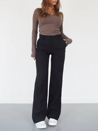 Britta | Damen Gerades Bein Chino Hose – Straight Leg Chino Damen Alltag 2026 in Schwarz