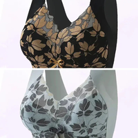 CloudFlo™ - Vielseitiges, bequemes „Lift & Flex“-BH-Top mit Spitzenverzierung in Schwarz+Blau
