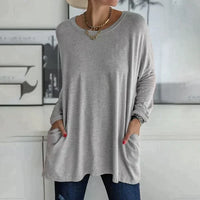 Margot | Tunika-Länge Seitentaschen Top in Grau