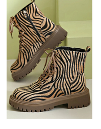Claudia™ - Zebramuster Schnürschuhe in Khaki