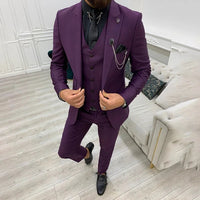 Herren Moderne Anzug | Dreiteilig in Lila