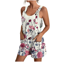 Fiane | Damen Sommer Blumig Strampler | Elegant in Weiß