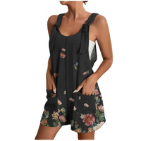 Fiane | Damen Sommer Blumig Strampler | Elegant in Schwarz