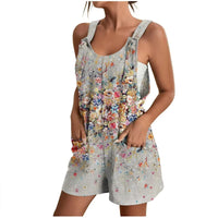 Fiane | Damen Sommer Blumig Strampler | Elegant in Grau