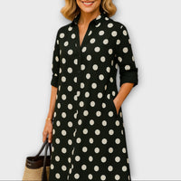 Fenra™ - Maxikleid mit einem Schulterträger in Schwarz-Weiß