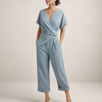 Magda | Eleganter Wickel-Overall in Blau