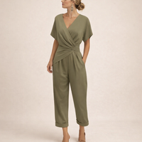 Magda | Eleganter Wickel-Overall in Khaki