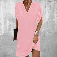 Anelia | Elegantes Kleid mit halben Ärmeln und V-Ausschnitt in Rosa