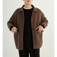 Herren Oversize Woll‑Mischjacke mit Hemdkragen und aufgesetzten Taschen Nord Taschen in Schwarz