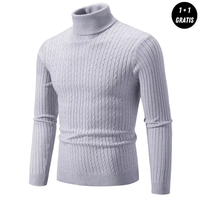 Warmer Strickpullover mit Rollkragen - ENZO in Hellgrau